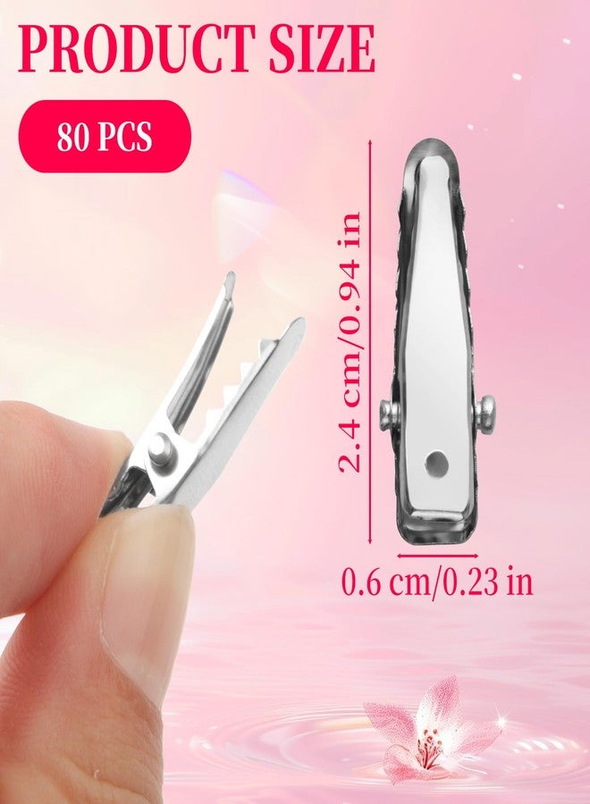 80 قطعة من مشابك الشعر المعدنية الصغيرة الفضية على شكل تمساح، مشابك شعر لإكسسوارات الشعر والحرف اليدوية، مشابك شعر على شكل تمساح لمستلزمات الأعمال اليدوية، مشابك شعر مسطحة على شكل فيونكة (فضية) - Image 2